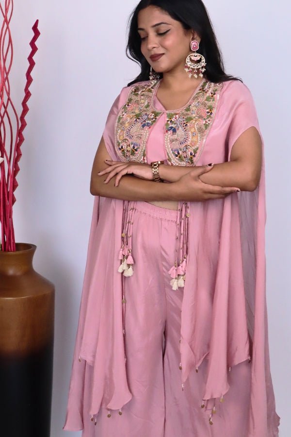 Blush Pink Indo - Western Ensemble Embroidered Elegance for Every Occasion ✨ - Anusheet Fashion
