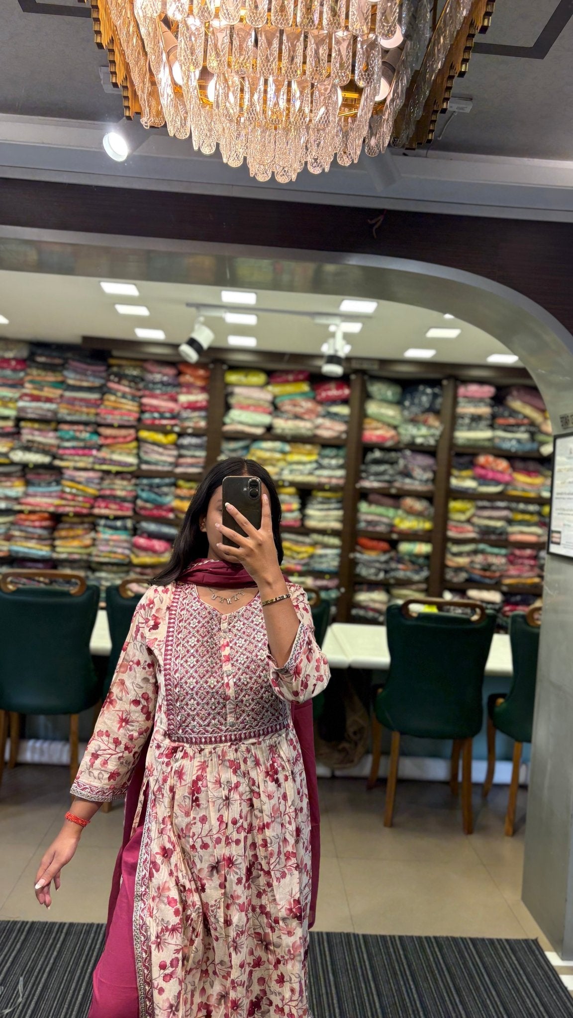 Delicate Floral Printed And Sequin Work Suit Set - Anusheet Fashion