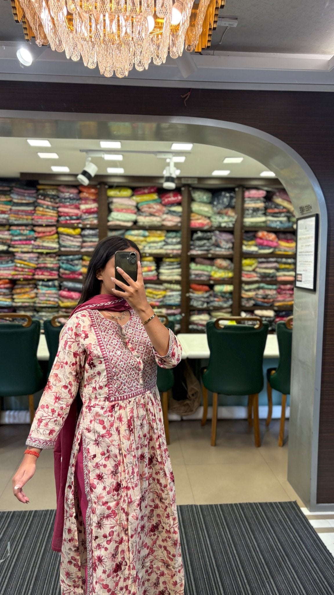 Delicate Floral Printed And Sequin Work Suit Set - Anusheet Fashion