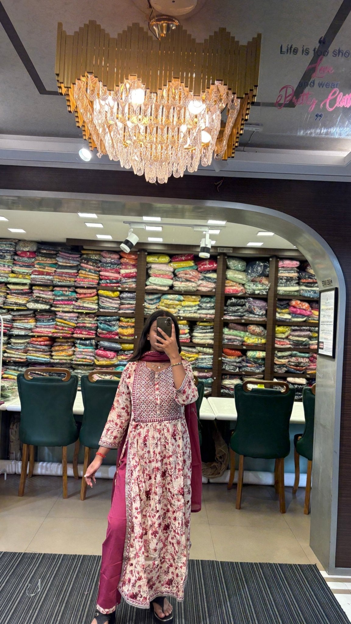 Delicate Floral Printed And Sequin Work Suit Set - Anusheet Fashion