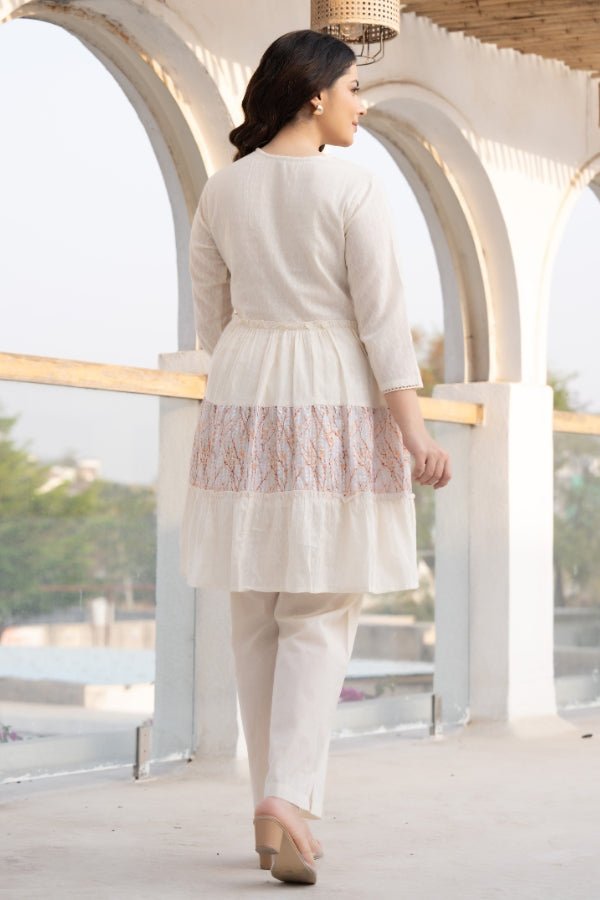 ๐ธ Elegant Embroidered Angrakha Style Frock with Trousers - Anusheet Fashion