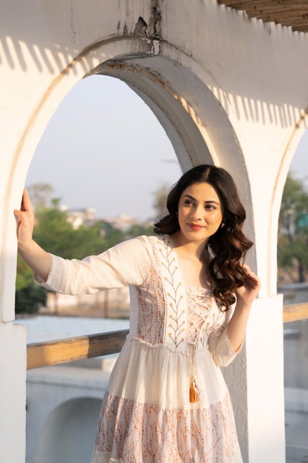 ๐ธ Elegant Embroidered Angrakha Style Frock with Trousers - Anusheet Fashion