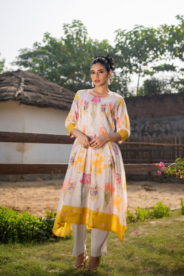 πΌ Elegant Floral Printed Kurta Set - Anusheet Fashion