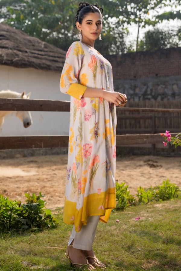πΌ Elegant Floral Printed Kurta Set - Anusheet Fashion