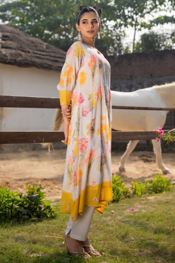 πΌ Elegant Floral Printed Kurta Set - Anusheet Fashion