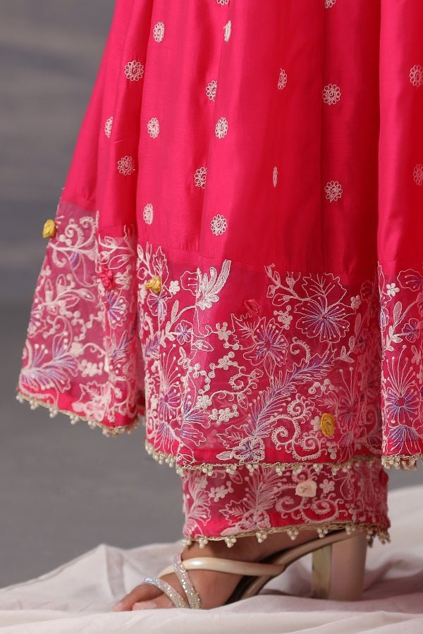 Graceful Pink Anarkali Dress with Embroidery & Handwork - Anusheet Fashion