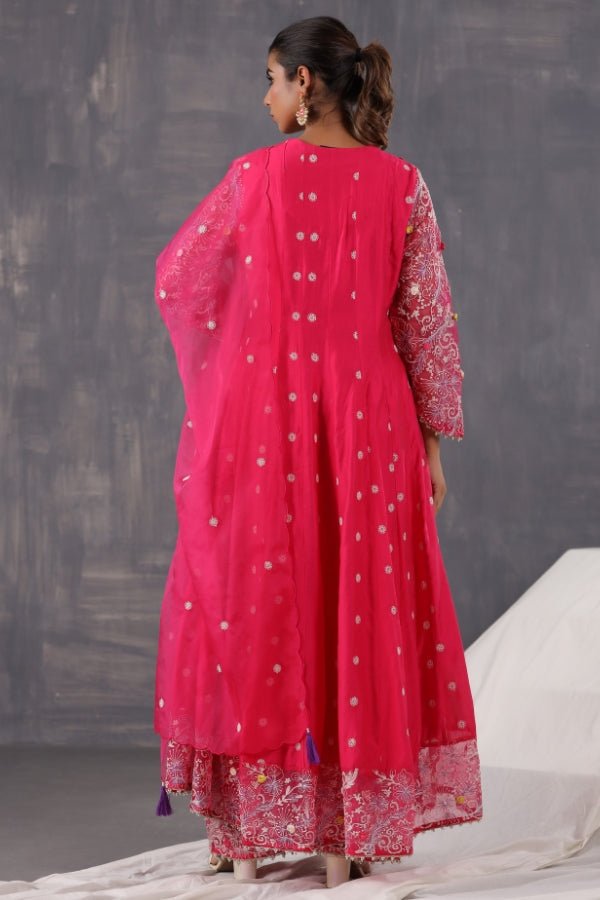 Graceful Pink Anarkali Dress with Embroidery & Handwork - Anusheet Fashion