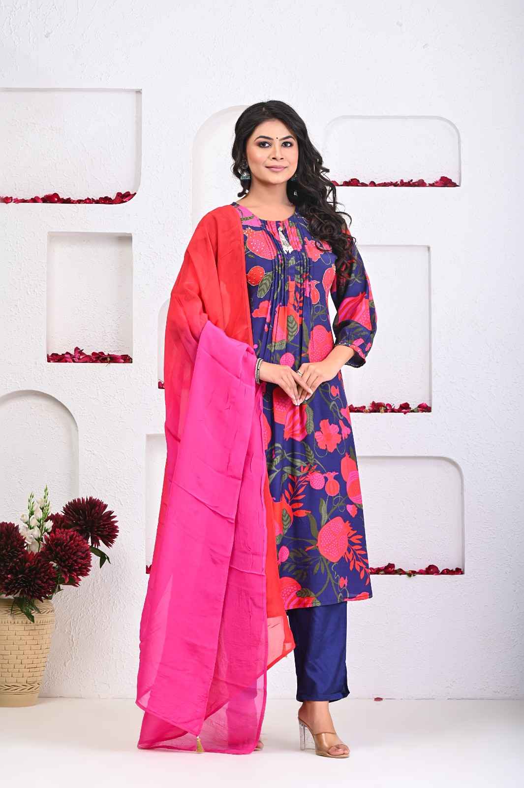 Multi Color Pomegranate Digital Print Suit Set - Anusheet Fashion