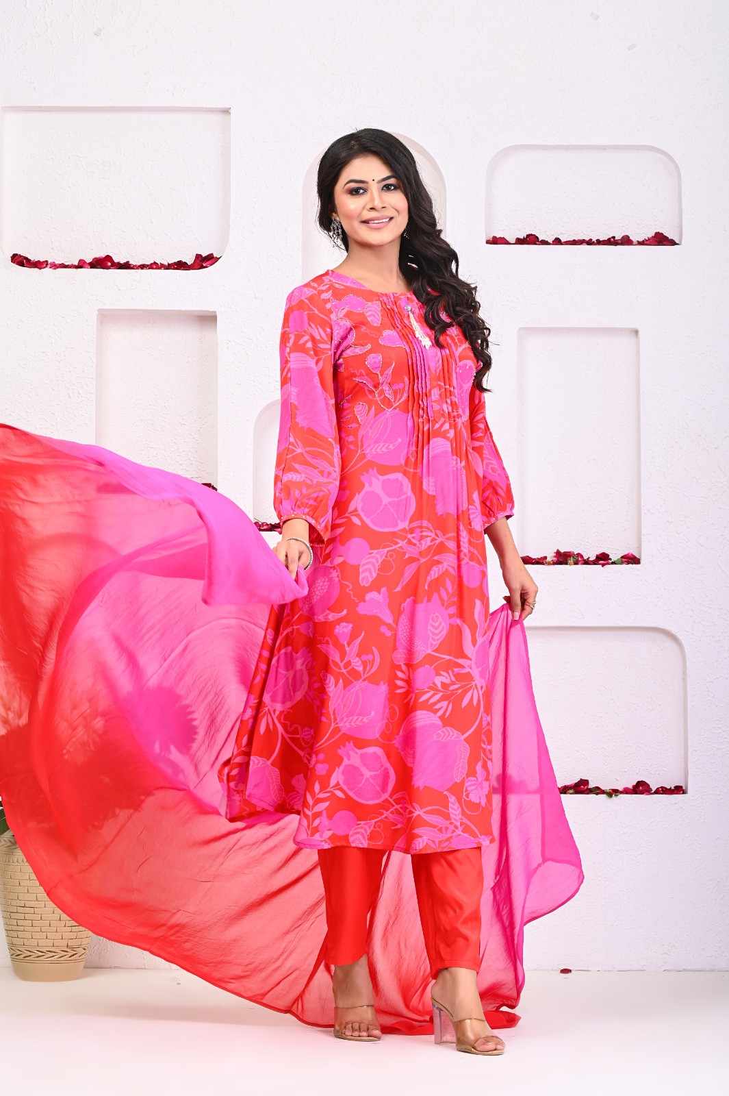Multi Color Pomegranate Digital Print Suit Set - Anusheet Fashion