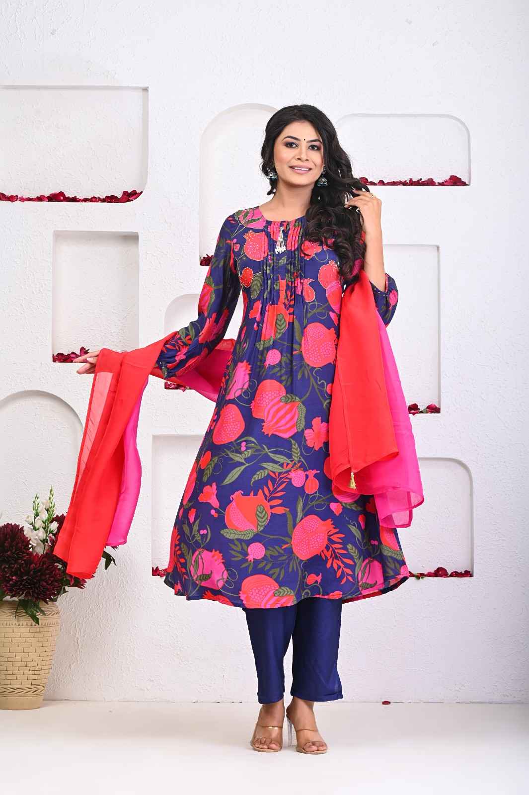 Multi Color Pomegranate Digital Print Suit Set - Anusheet Fashion