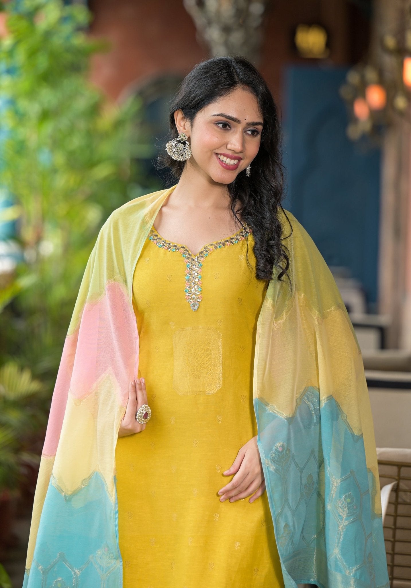 Multicolor Superb Yellow Pure Suit Set - Anusheet Fashion