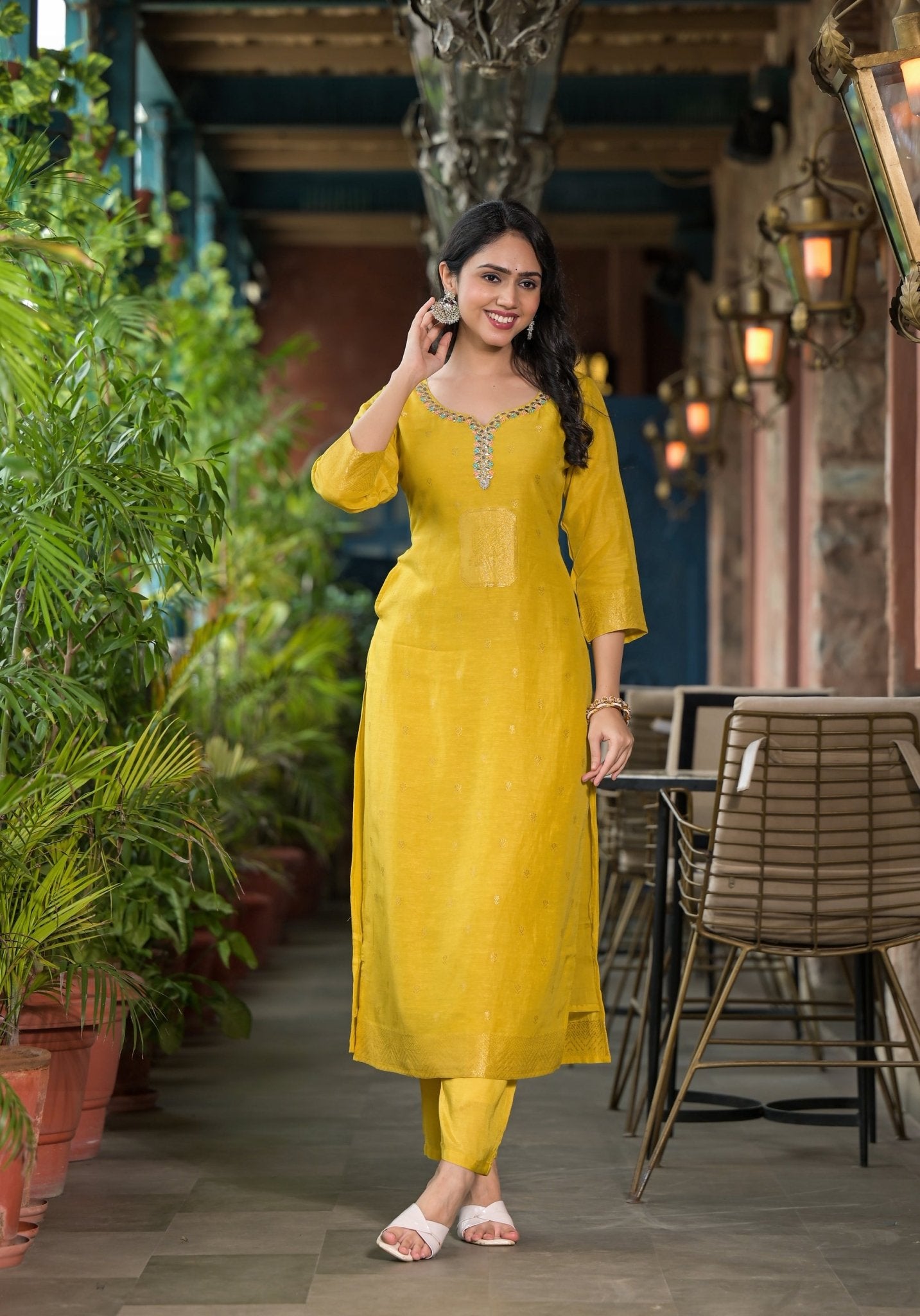 Multicolor Superb Yellow Pure Suit Set - Anusheet Fashion