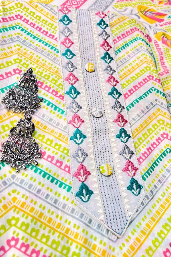 Multicolor Unstitched Pure Cotton Printed Suit Set For Women - Anusheet Fashion