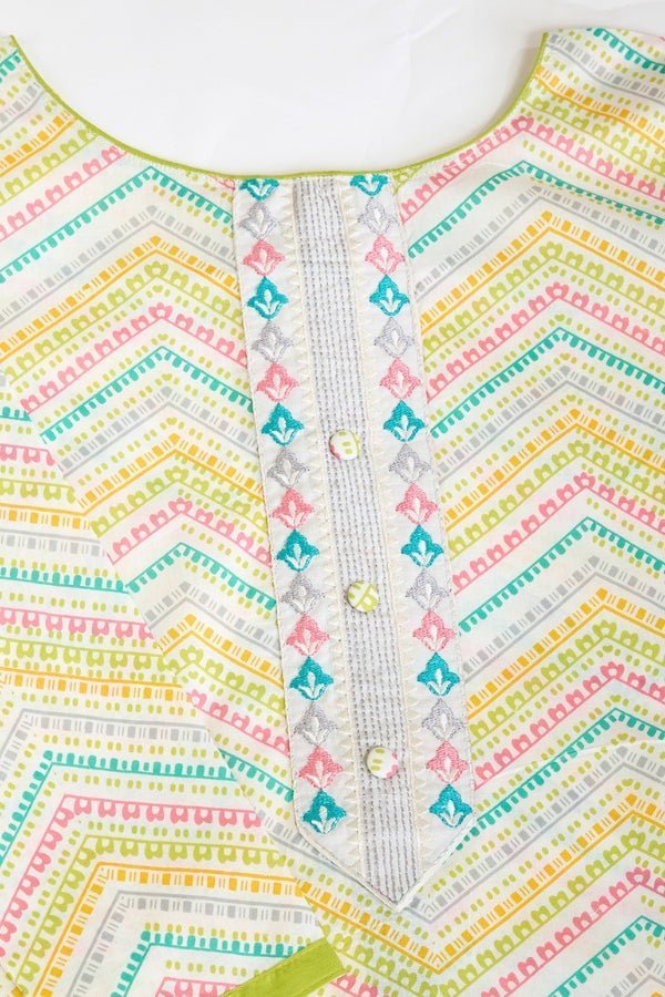 Pure Semi - Cambric Print Suit with Mal Cotton Dupatta in Multicolor - Anusheet Fashion