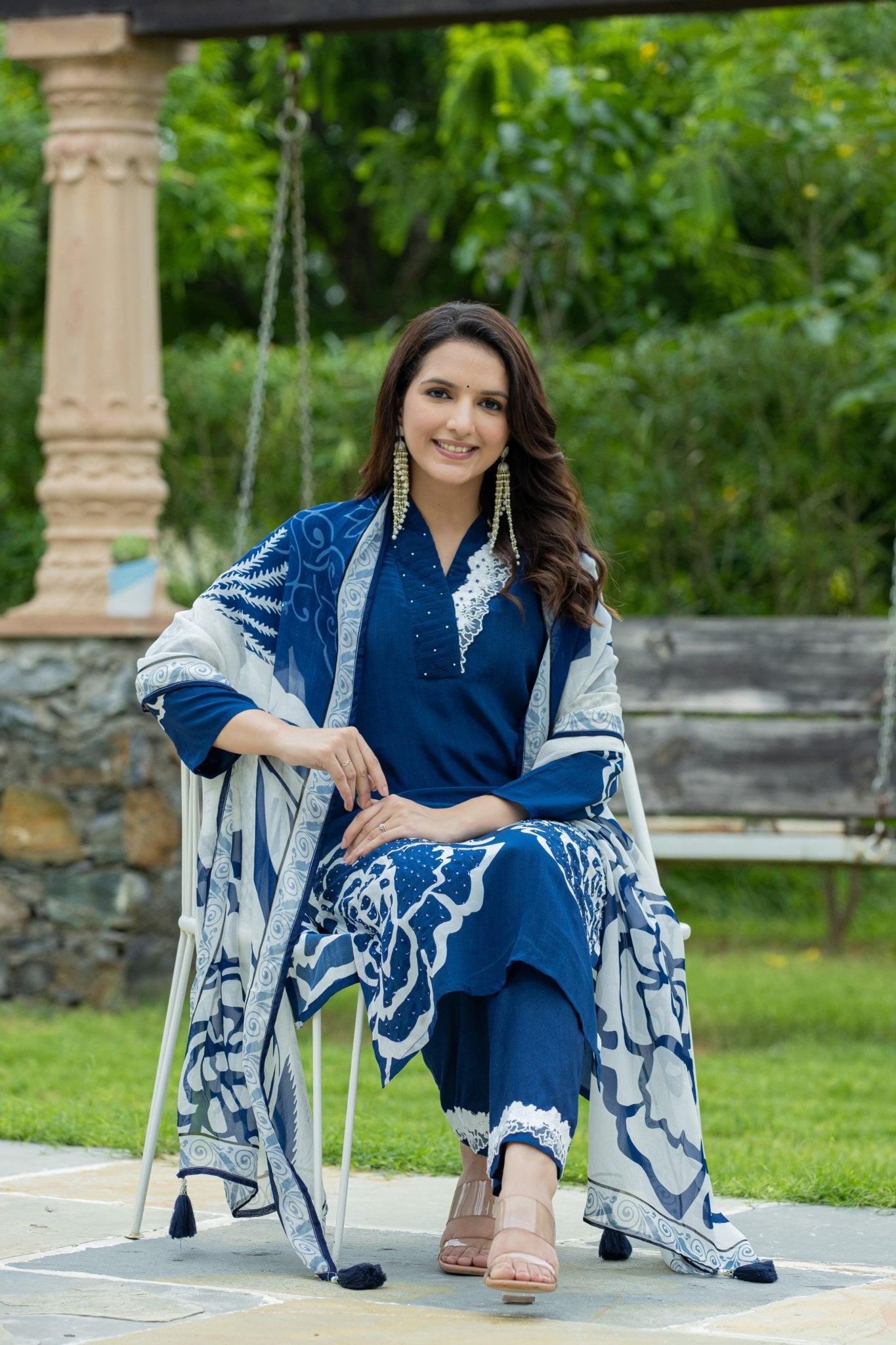 Unique Pleasant Floral Handwork Suit Set - Anusheet Fashion