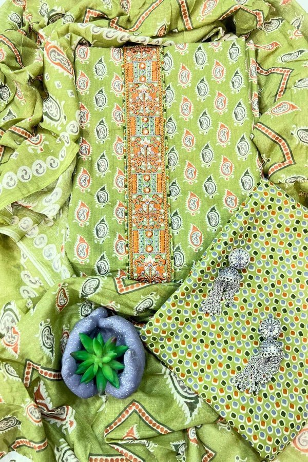 Unstitched Pure Cotton Printed Dress Material - Anusheet Fashion