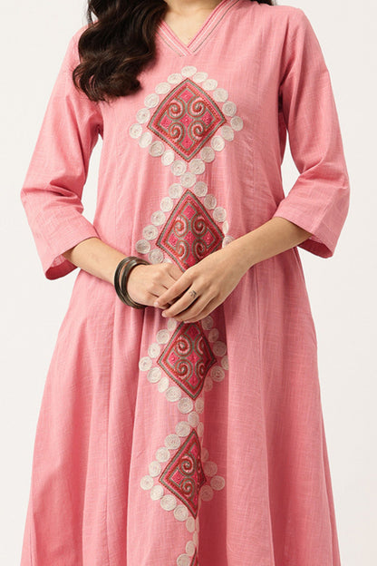 🌸 Rose Grace Embroidered Co-Ord Set – Timeless Elegance in Pink 🌸