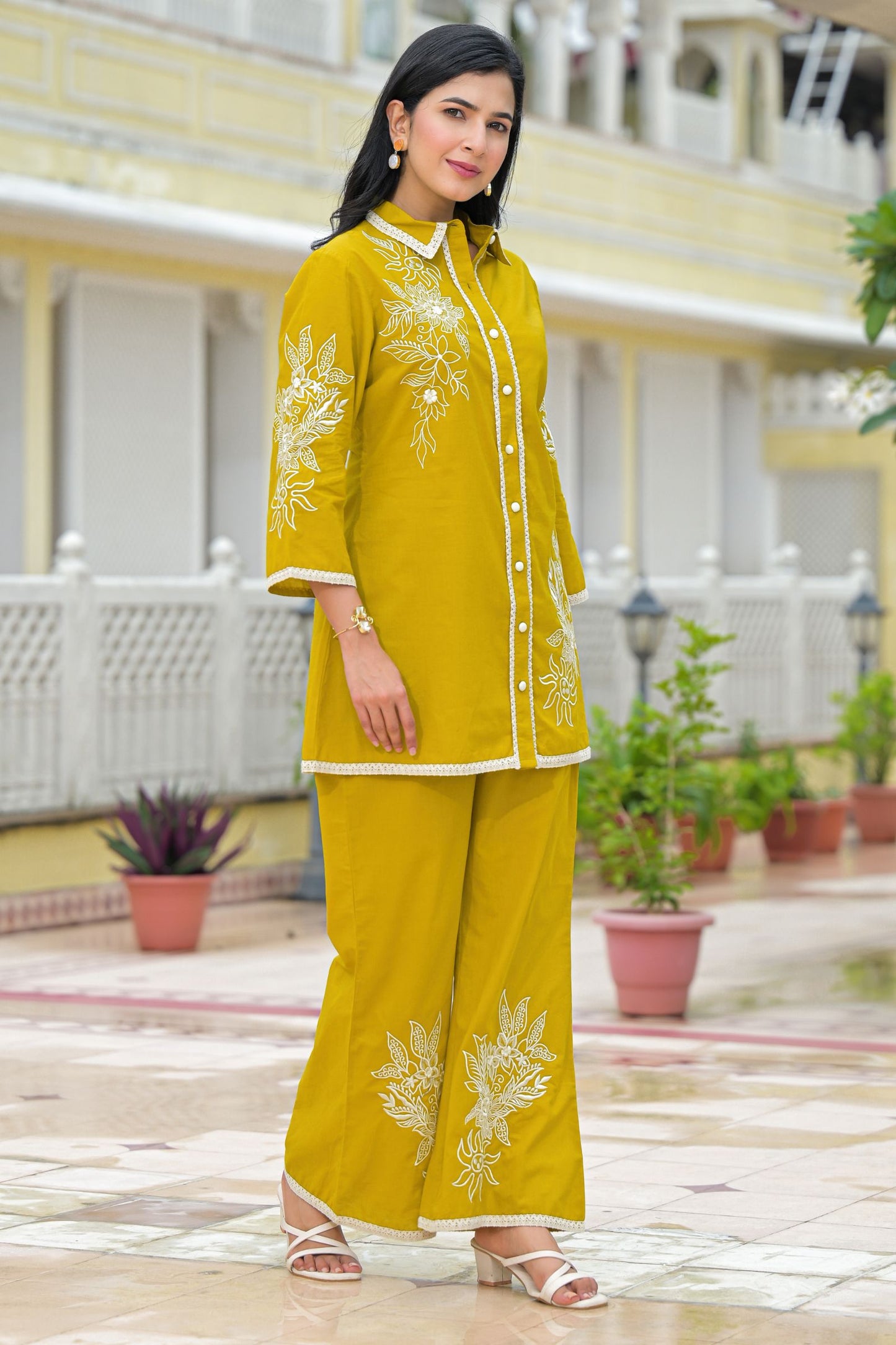 Women’s Cotton Floral Embroidered Co-ord Set – Stylish and Comfortable Outfit for Casual and Ethnic Wear
