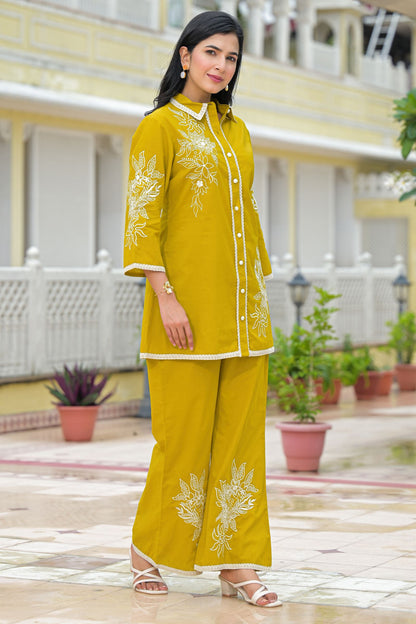 Women’s Cotton Floral Embroidered Co-ord Set – Stylish and Comfortable Outfit for Casual and Ethnic Wear