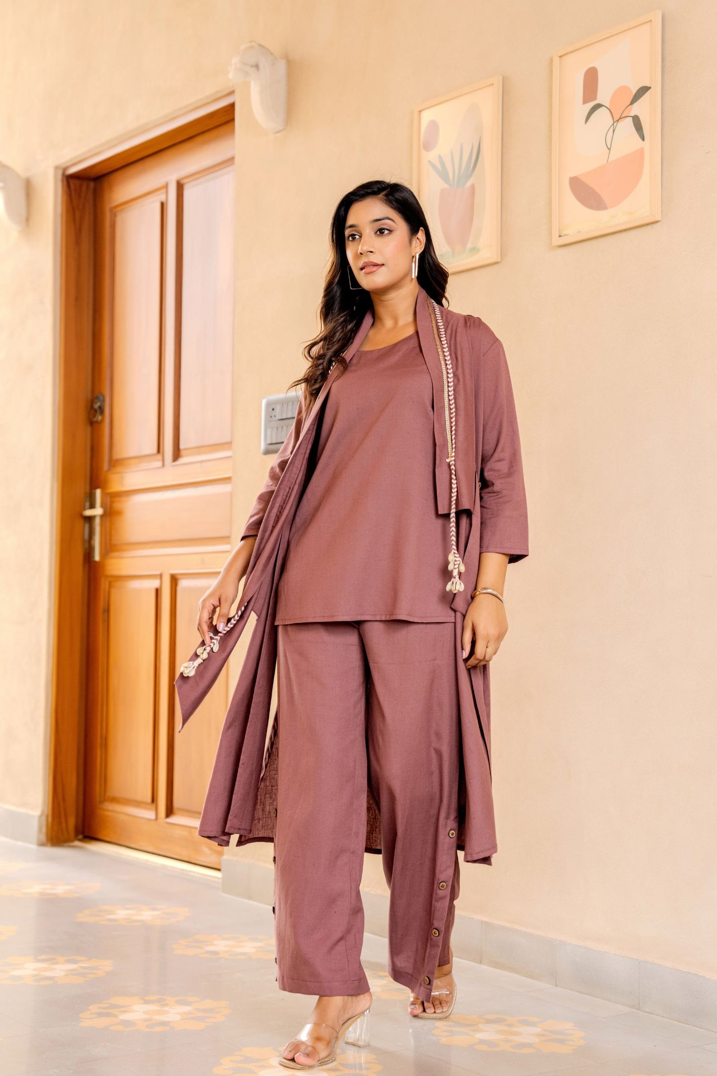 Elegant Mauve Loungewear Set |Western Wear For Festive