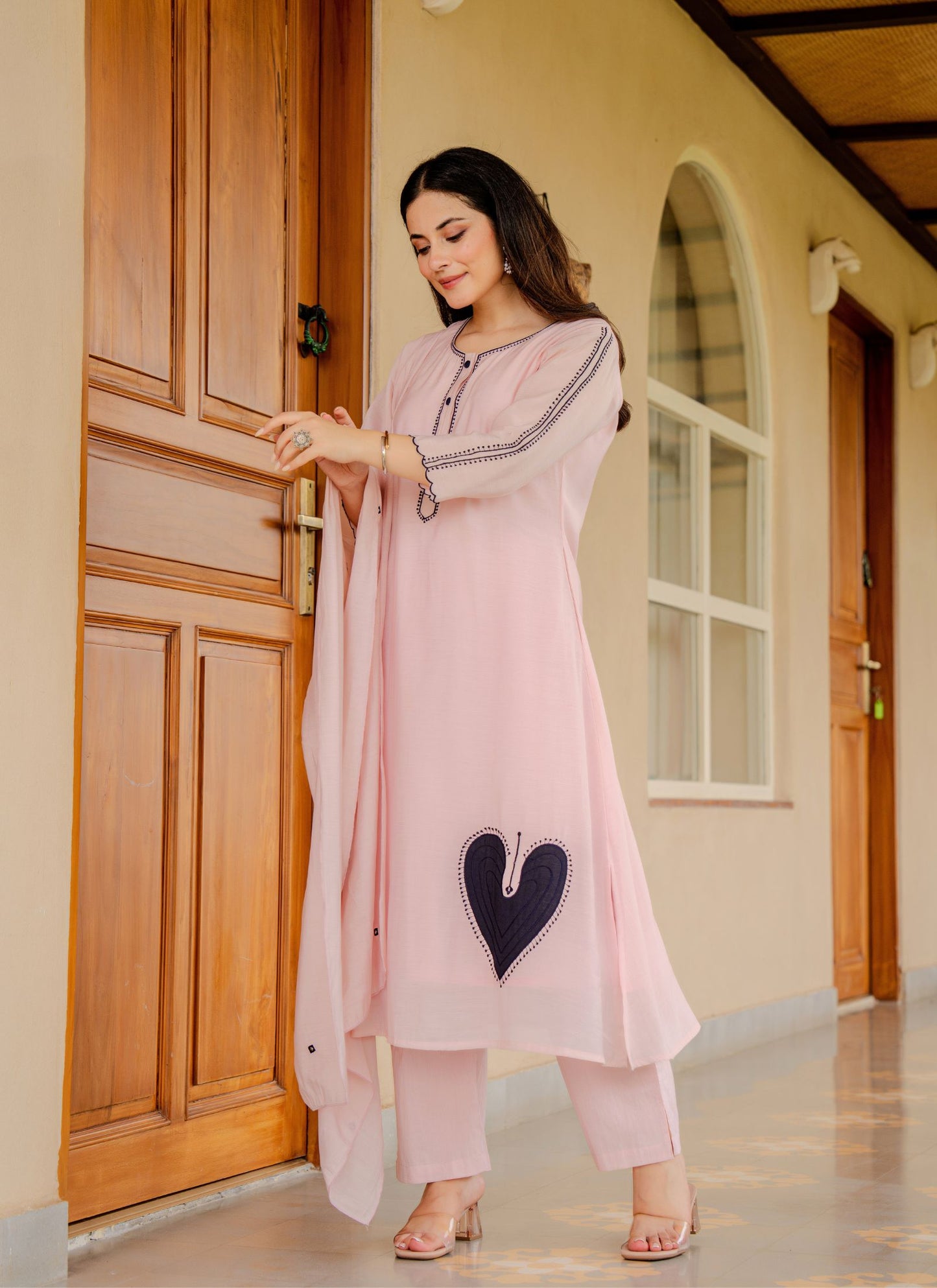 Alia Pink Embroidered Kurta Set with Dupatta