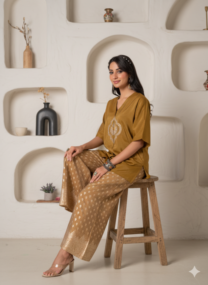 🌼 Mustard Majesty Co-Ord Set – A Blend of Tradition & Modern Grace