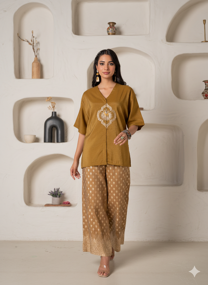 🌼 Mustard Majesty Co-Ord Set – A Blend of Tradition & Modern Grace