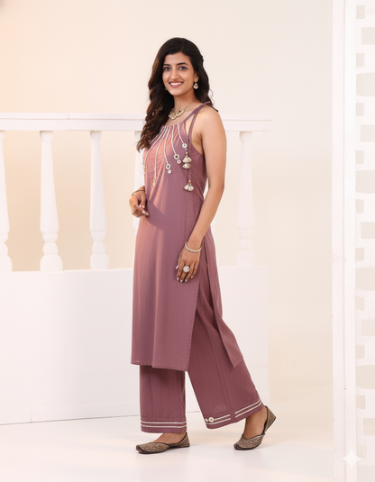 Taniya Mauve Sleeveless Kurta Set