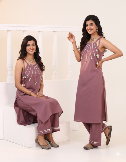 Taniya Mauve Sleeveless Kurta Set