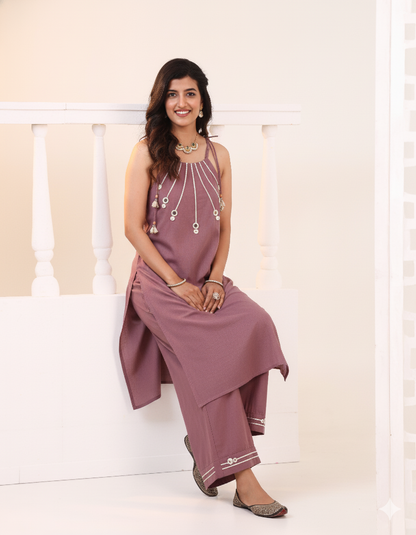 Taniya Mauve Sleeveless Kurta Set