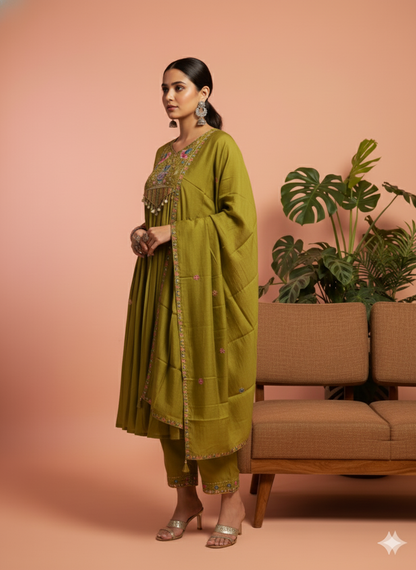 Mehli Embroidered Anarkali Kurta Set with Dupatta
