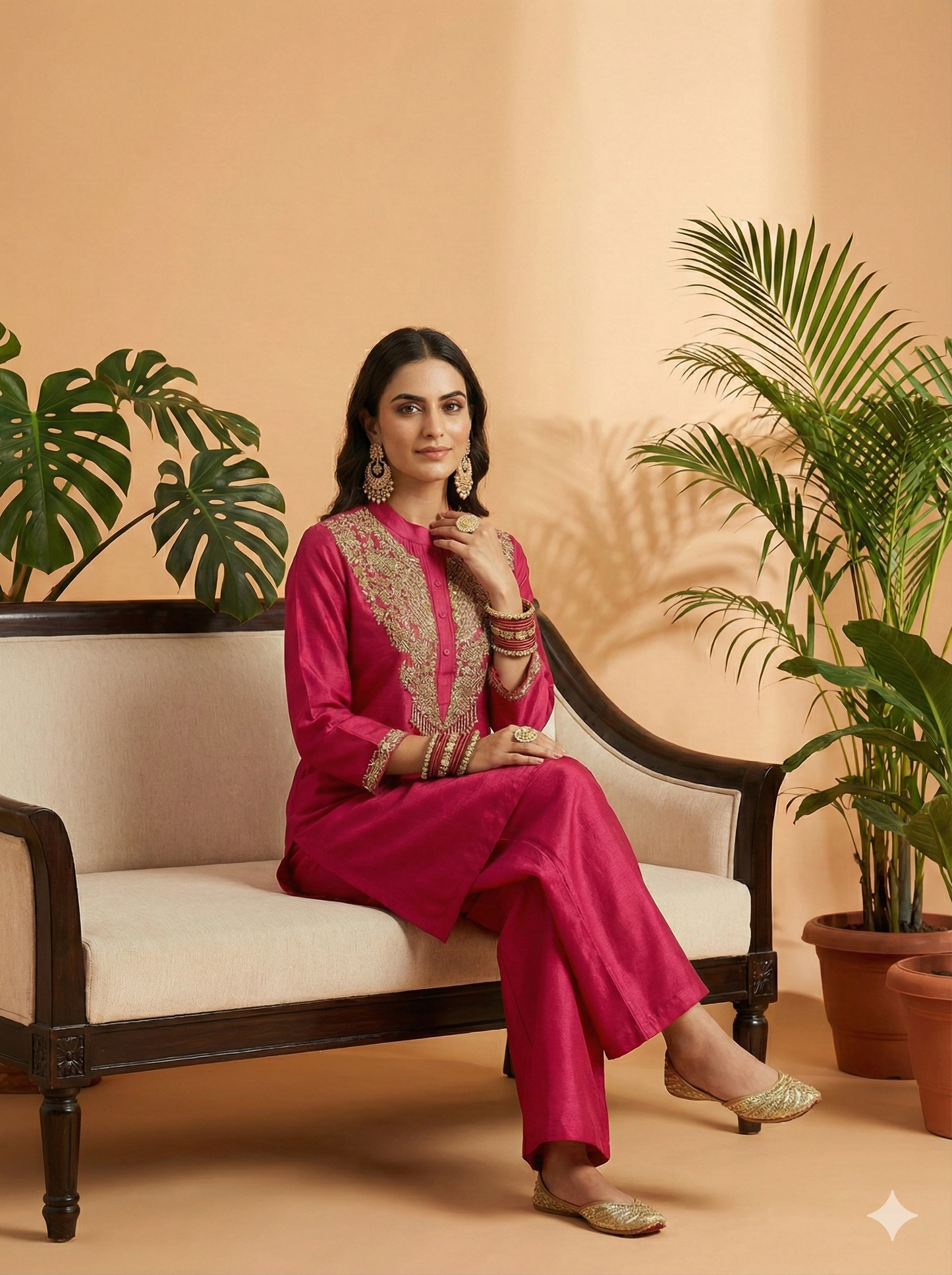 Patience Mandiran Collar Embroidered Work Indo Western Suit