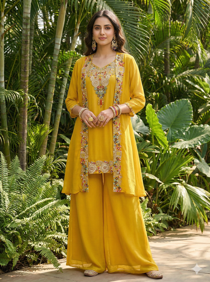 Bibbo Yellow Indo Western Suit Set