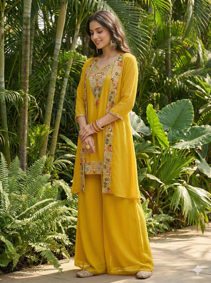 Bibbo Yellow Indo Western Suit Set