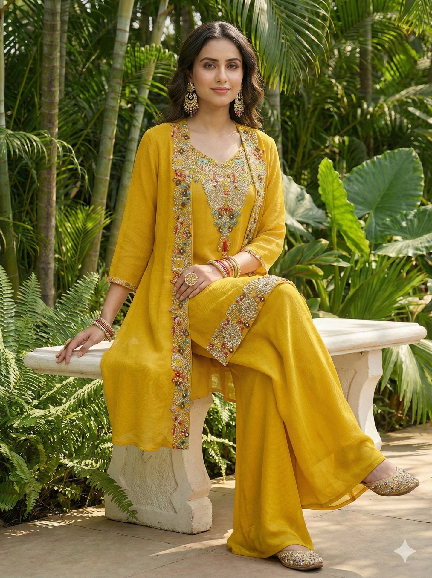 Bibbo Yellow Indo Western Suit Set