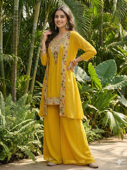 Bibbo Yellow Indo Western Suit Set