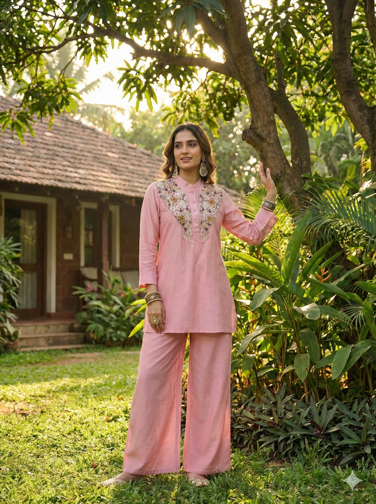 Mehtab Mandiran Collar Indo Western Co-ords Set