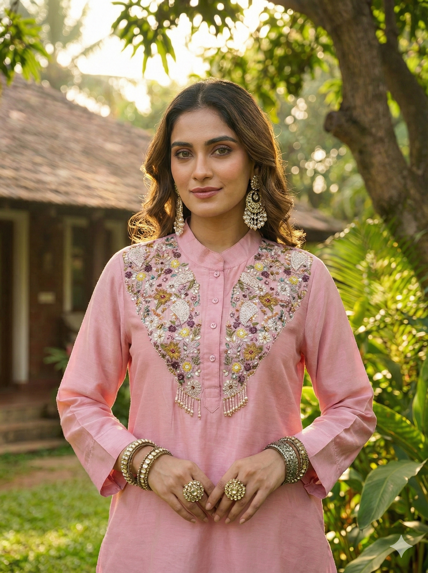 Mehtab Mandiran Collar Indo Western Co-ords Set