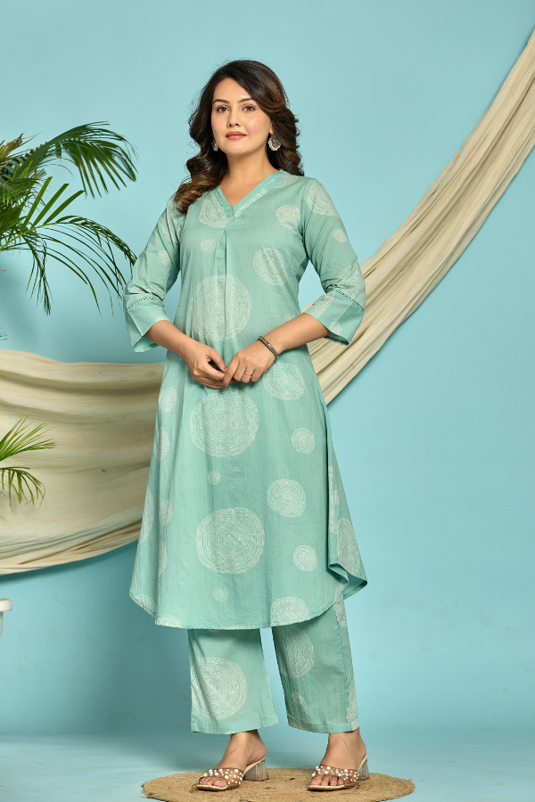 Elegant Mint Green Pure Cotton Kurta Set 👗✨ | Comfortable & Stylish Ethnic Wear for Women 🌿