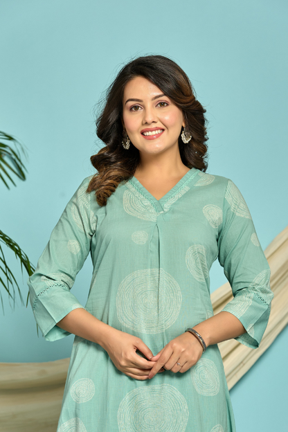 Elegant Mint Green Pure Cotton Kurta Set 👗✨ | Comfortable & Stylish Ethnic Wear for Women 🌿