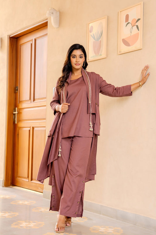 Elegant Mauve Loungewear Set |Western Wear For Festive