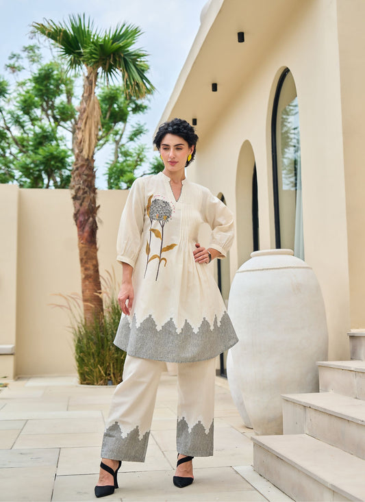 Ivory Bloom Embroidered A-Line Kurta Set 🌸✨