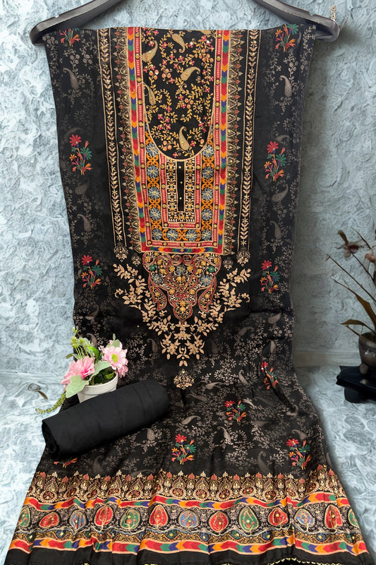 Black Designer Salwar Suit Material