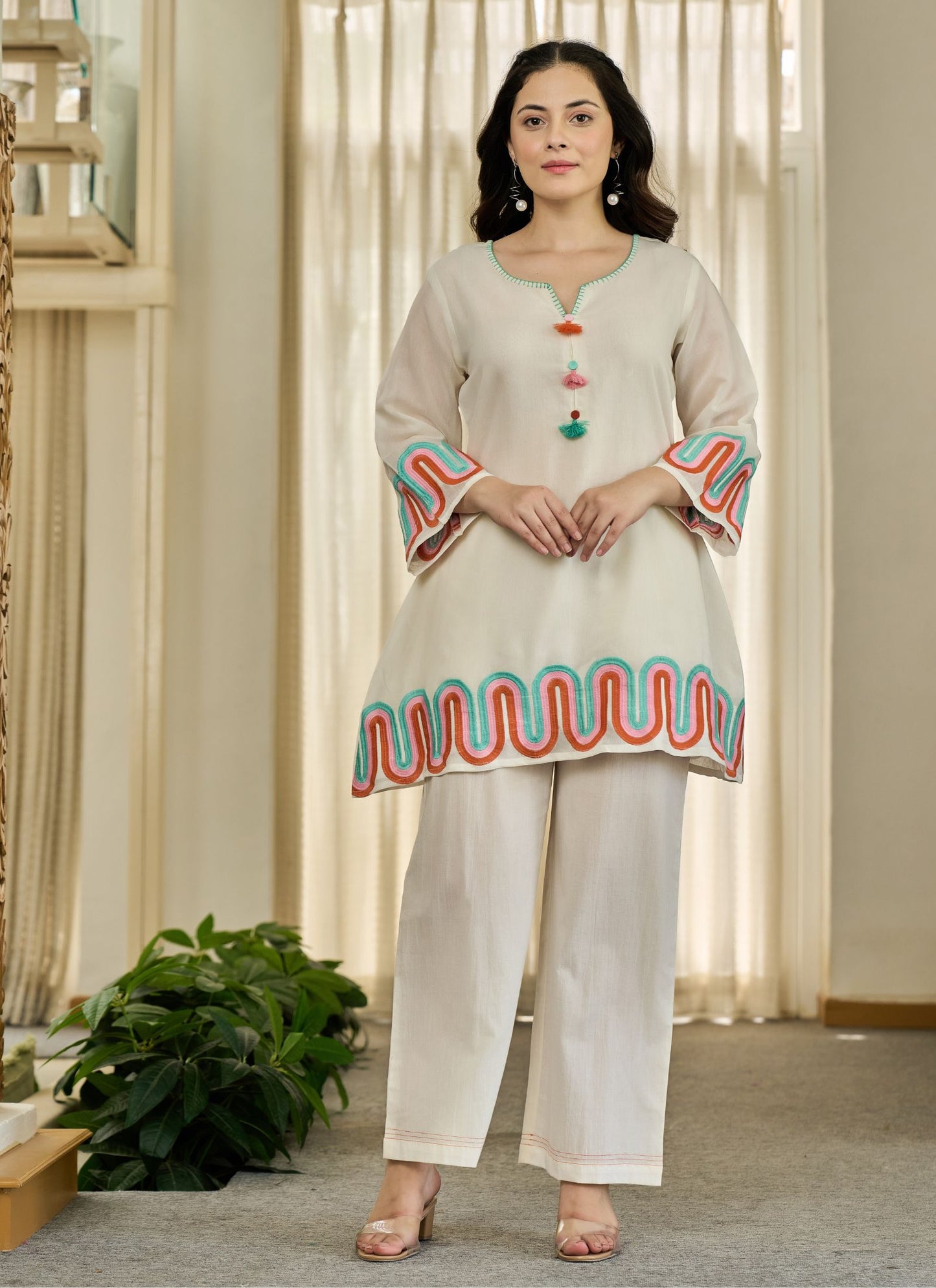 Roamni Colorful Embroidery Co-ord Set