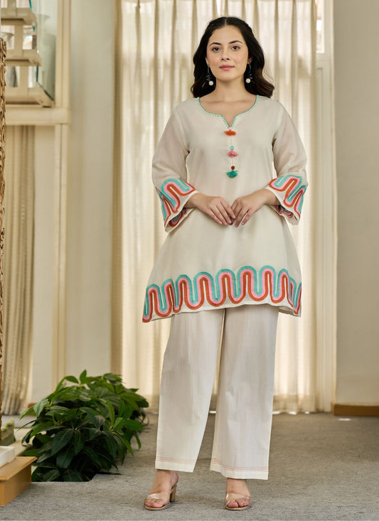 Roamni Colorful Embroidery Co-ord Set