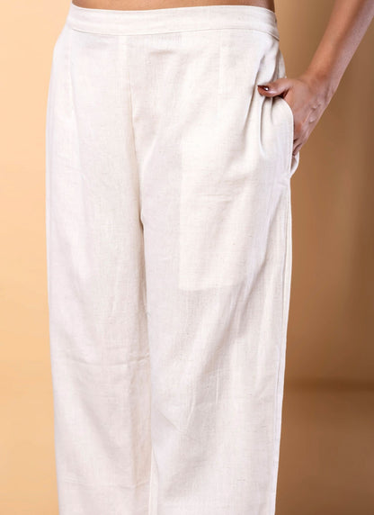 Women's Blue & Off-White Striped Printed Co-ord Set | Stylish Top with Solid Pant for Casual Wear
