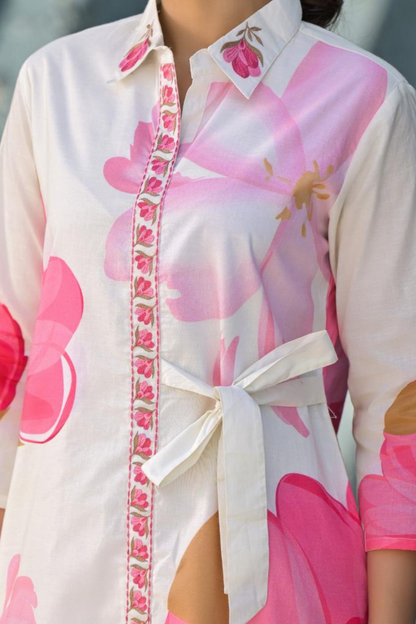 Chic White Floral Co-ord Set 🌸💖 | Elegant & Breezy Cotton Blend Outfit for Women