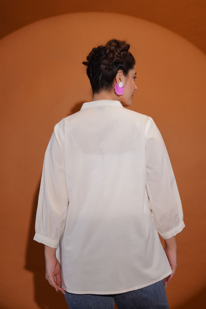 🌸 Elegant White Floral Top for Girls & Women | Hand Painted & Hand Work 🎨✨