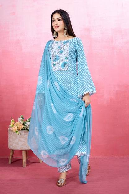 Elegant Pure Cotton Kurta Set for Women Includes Kurta, Pant & Dupatta