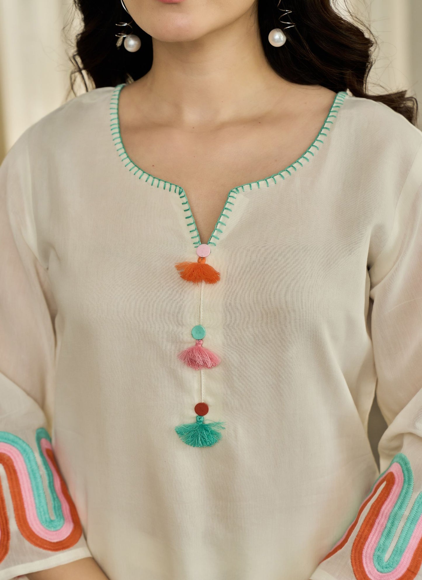 Roamni Colorful Embroidery Co-ord Set